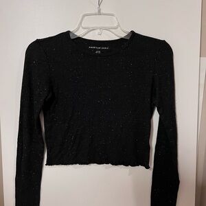 American Eagle Outfitters Small Black Speckled Crop Top